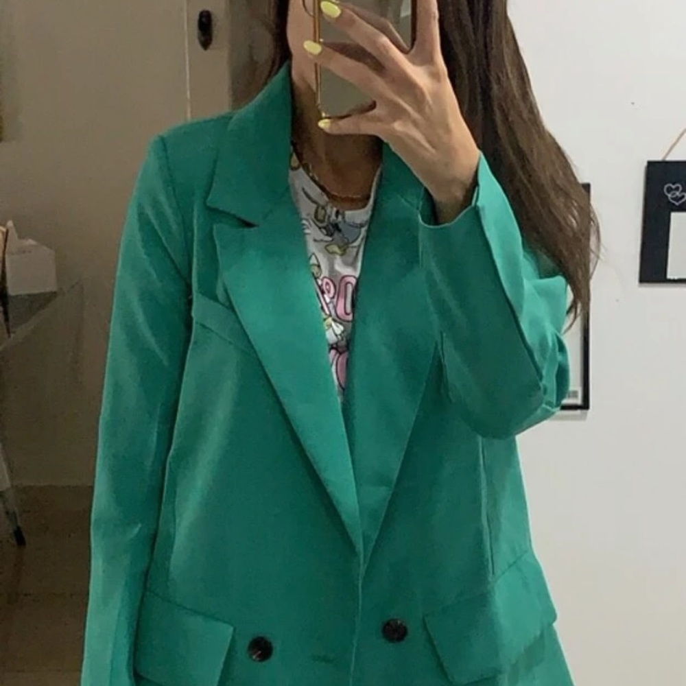 Green boyfriend blazer